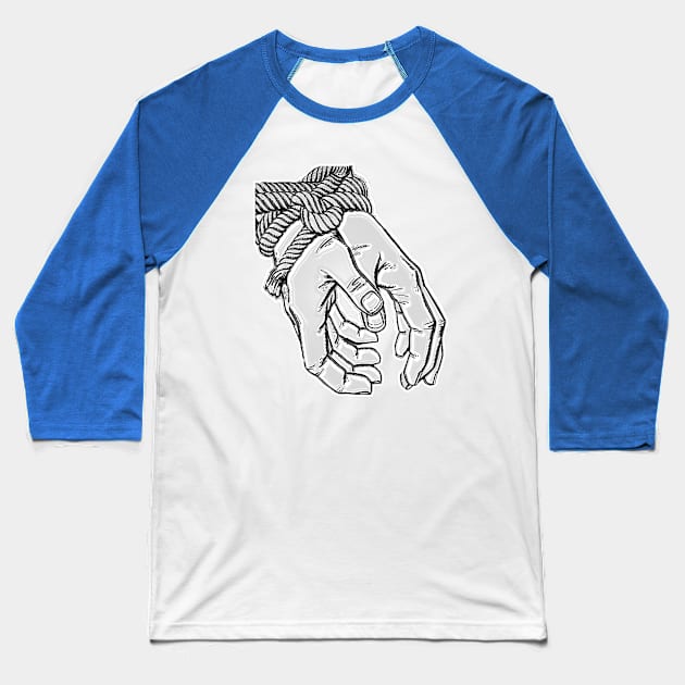 tied hands Baseball T-Shirt by Marccelus